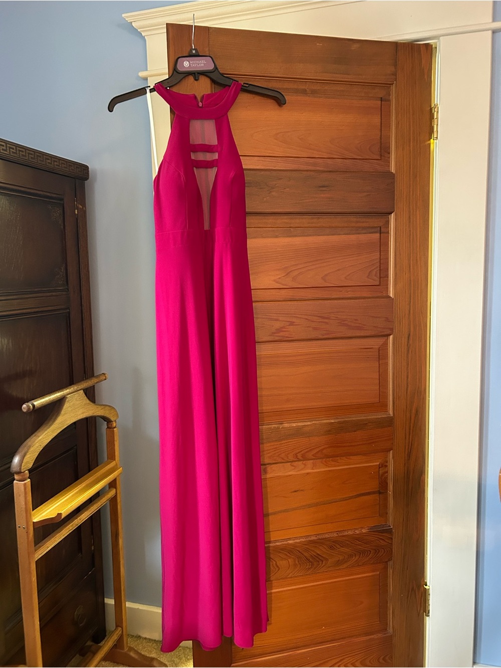 Gianni Bini Fuchsia Halter Maxi Dress with Cutout Bodice
